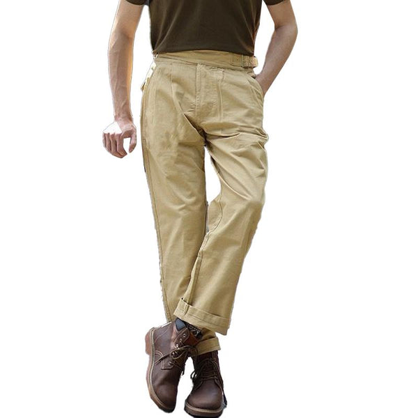 Men's Casual Vintage Solid Color Gurkha Pants 82082225Y