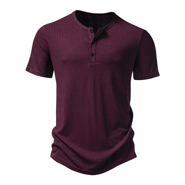 Men's Casual Cotton Blend Henley Neck Slim Fit Short Sleeve T-Shirt 27108402M