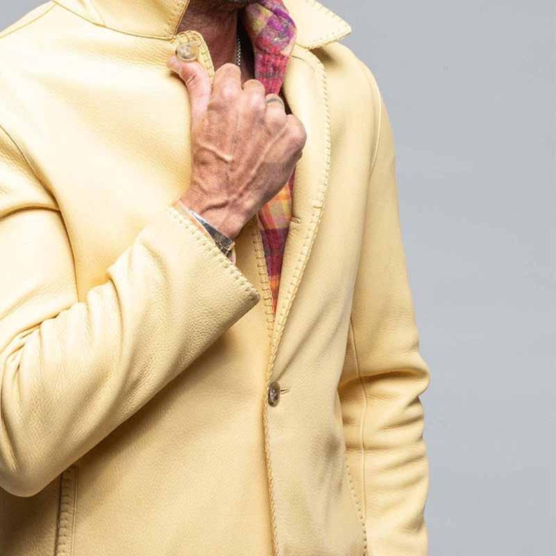 Blazer de piel con solapa lisa para hombre 35681574X