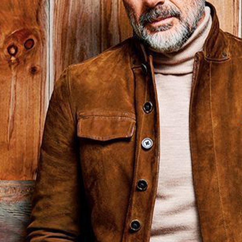 Chaqueta de gamuza con cuello alto y color liso para hombre 47511261X