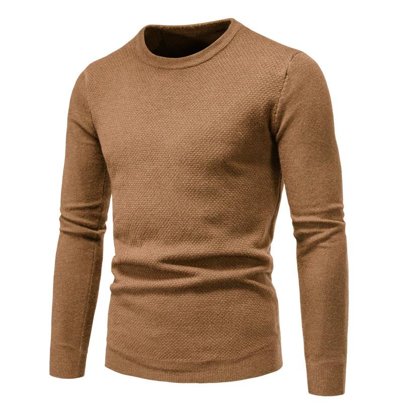 Maglione pullover slim girocollo tinta unita da uomo 44993833X