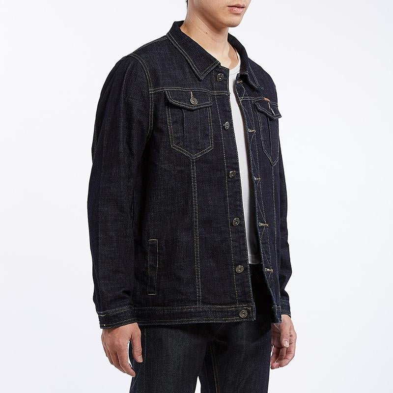 Men's Vintage Solid Lapel Denim Jacket 90307174Y