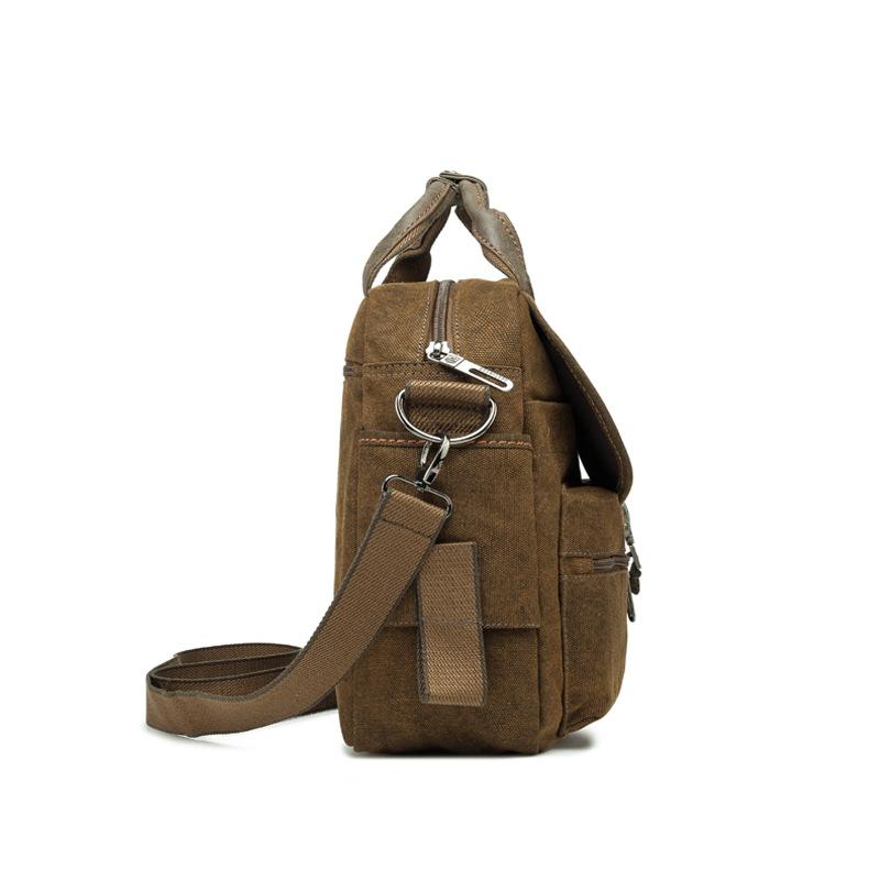Borsa a tracolla portatile in tela retrò da uomo, grande capacità 01198229U