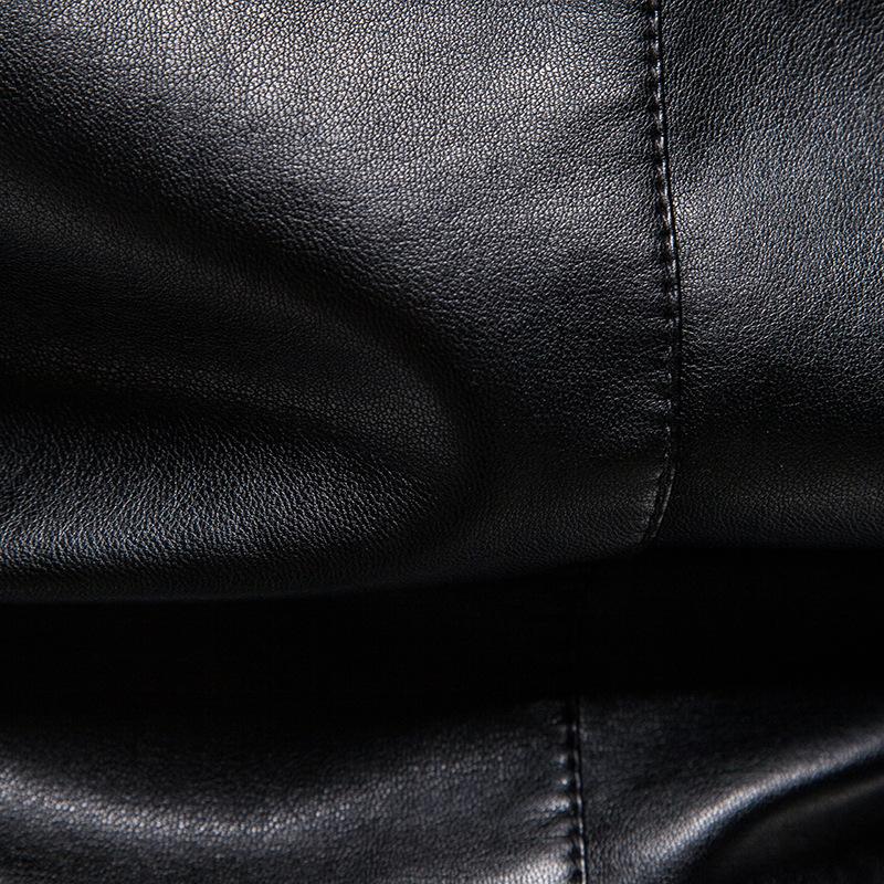 Men's Vintage Stand Collar Casual Motorcycle Leather Jacket 75420273X