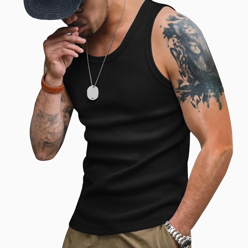 Men's Solid Color Round Neck Sleeveless Tank Top 33174109Z