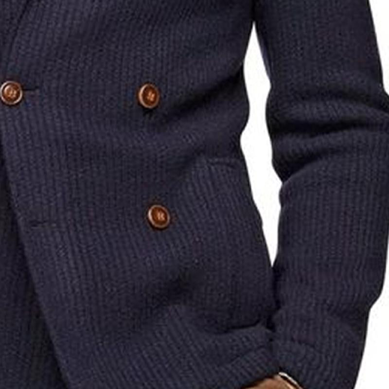 Men's Vintage Solid Color Corduroy Notched Lapel Double-Breasted Blazer 90490910M