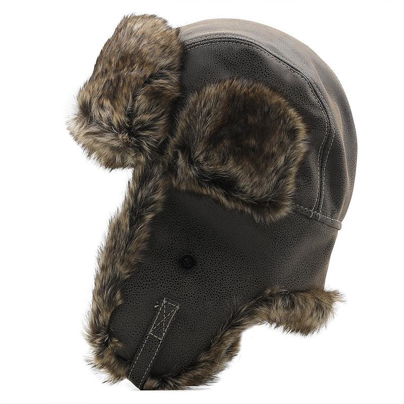 Cappello da uomo in pelle con protezione per le orecchie, spesso e caldo, 55478529U