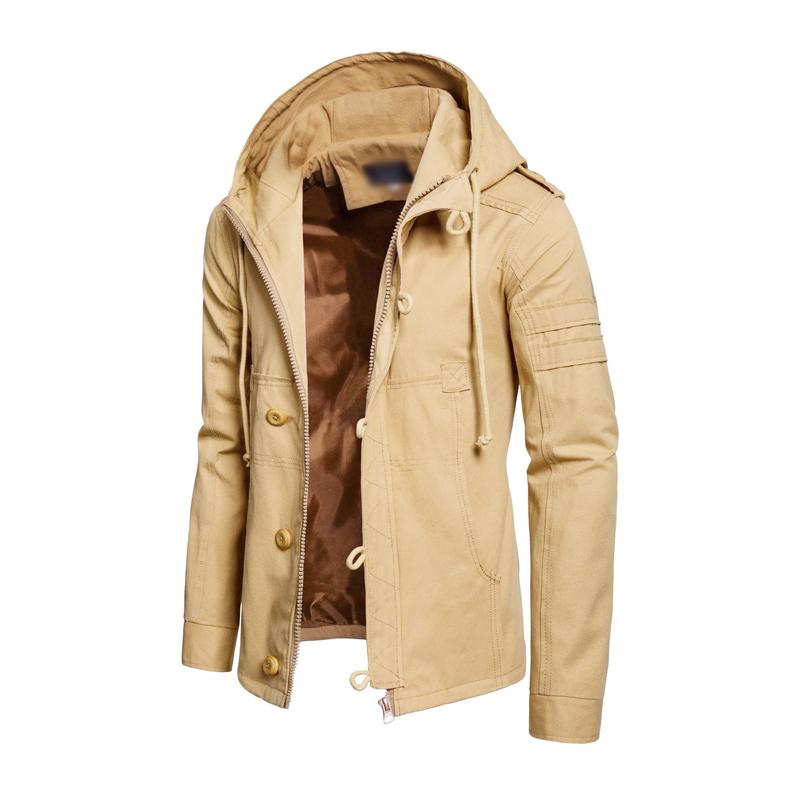 Chaqueta cargo informal de algodón lavado con capucha y corte ajustado para hombre 77422336M