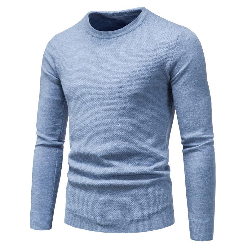 Maglione pullover slim girocollo tinta unita da uomo 44993833X