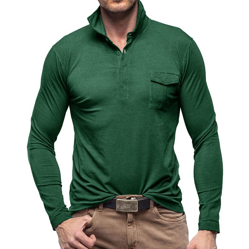 Lässiges, einfarbiges Poloshirt mit langen Ärmeln und Revers für Herren 33969571M