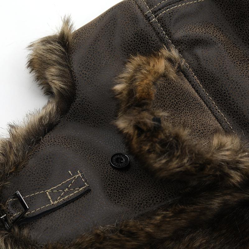 Cappello da uomo in pelle con protezione per le orecchie, spesso e caldo, 55478529U