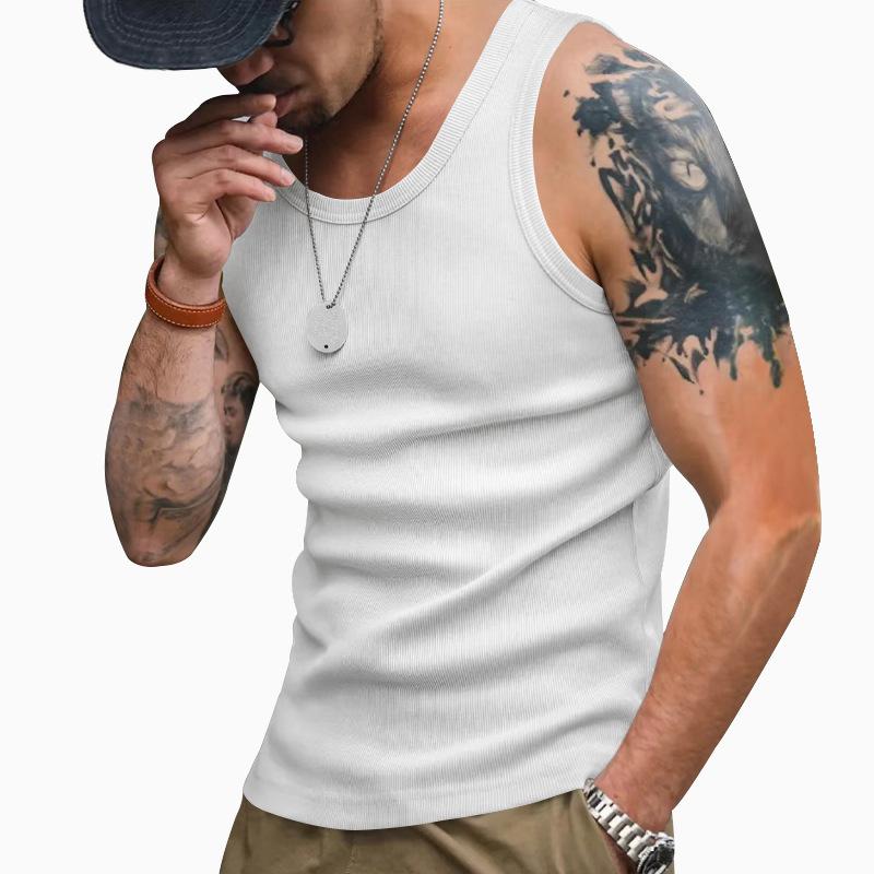 Men's Solid Color Round Neck Sleeveless Tank Top 33174109Z