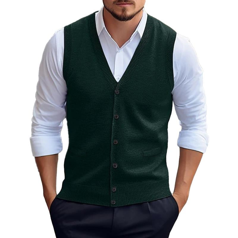Gilet cardigan tricoté décontracté de couleur unie pour hommes 96080419X