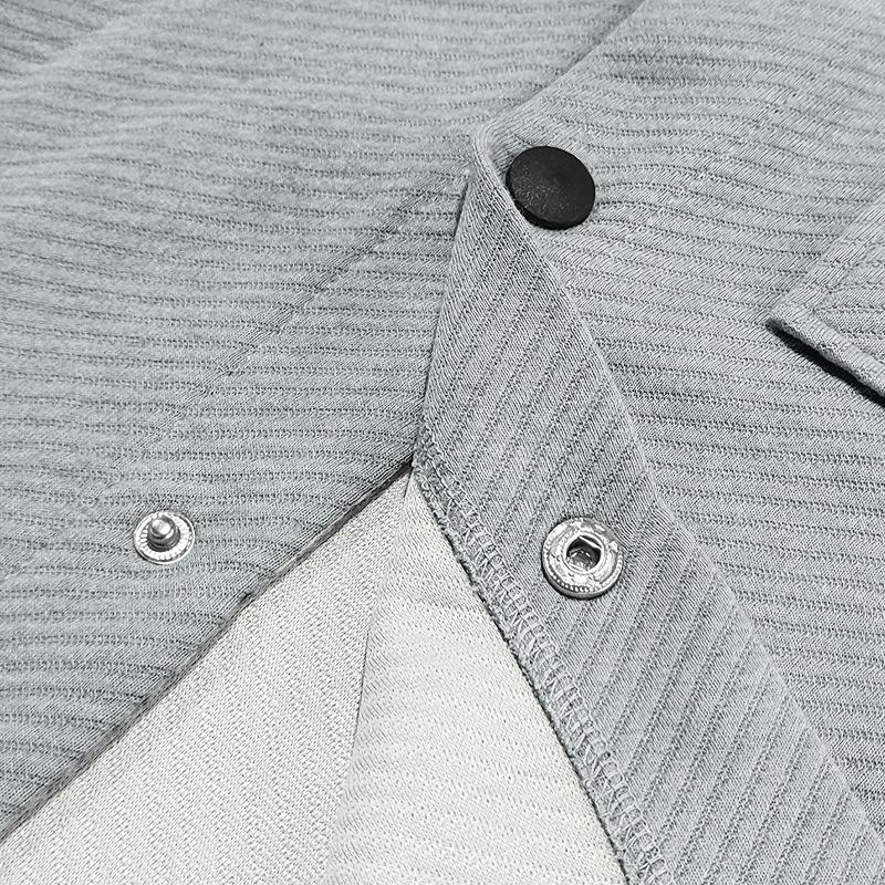Giacca camicia a maniche lunghe monopetto con risvolto in twill casual da uomo 81404977M