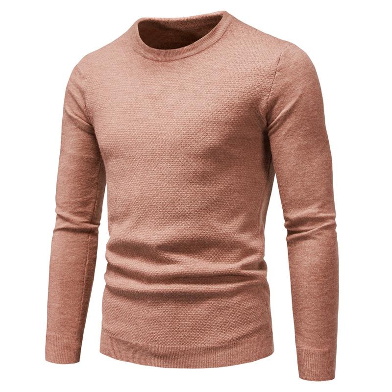 Maglione pullover slim girocollo tinta unita da uomo 44993833X