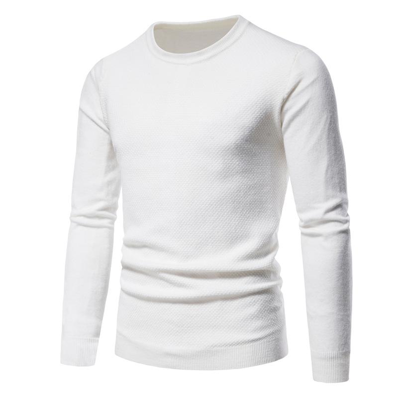 Maglione pullover slim girocollo tinta unita da uomo 44993833X
