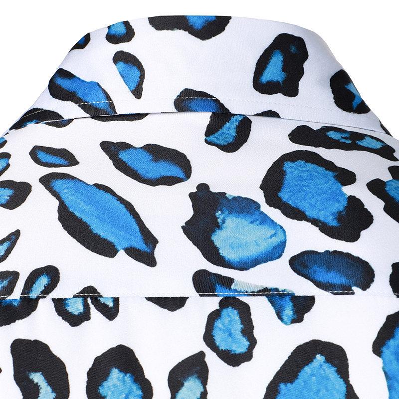 Camicia a maniche lunghe con risvolto e stampa leopardata vintage da uomo 20567988M