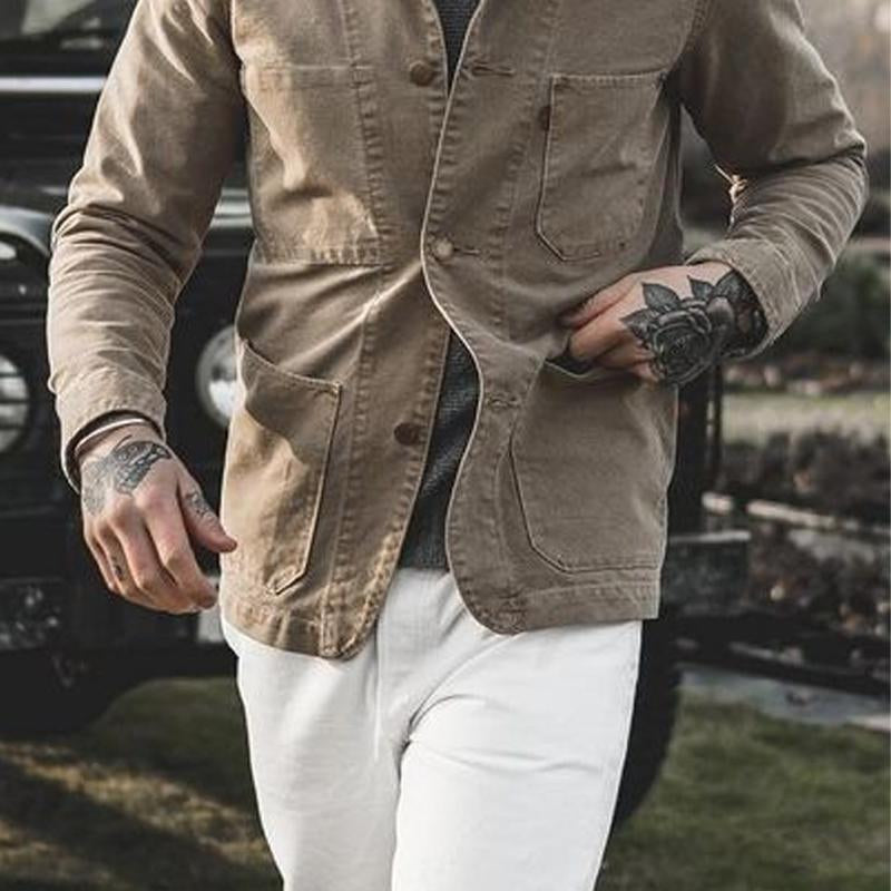 Giacca multitasche in tela vintage usurata da uomo 72361516X