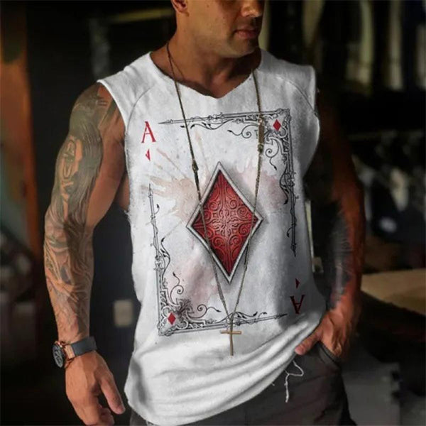 Men's Casual Square A Round Neck Tank Top 78993456TO