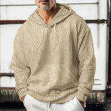 Men'S Solid Color Corduroy Kangaroo Pocket Hooded Sweatshirt 49877933Y