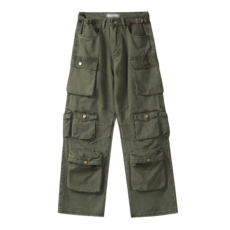 Pantalón cargo vintage vintage deslavado, recto y con múltiples bolsillos para hombre 26247555M