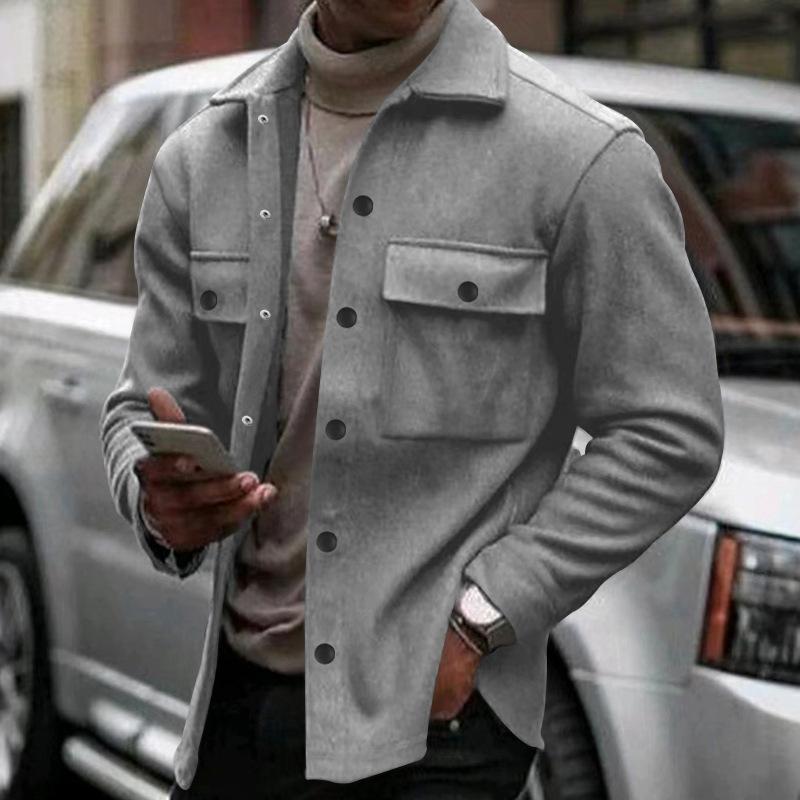 Chaqueta de solapa de un solo pecho de color liso para hombre 94960602X