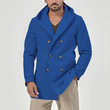 Men's Solid Hooded Double Breasted Casual Coat 62030960Z
