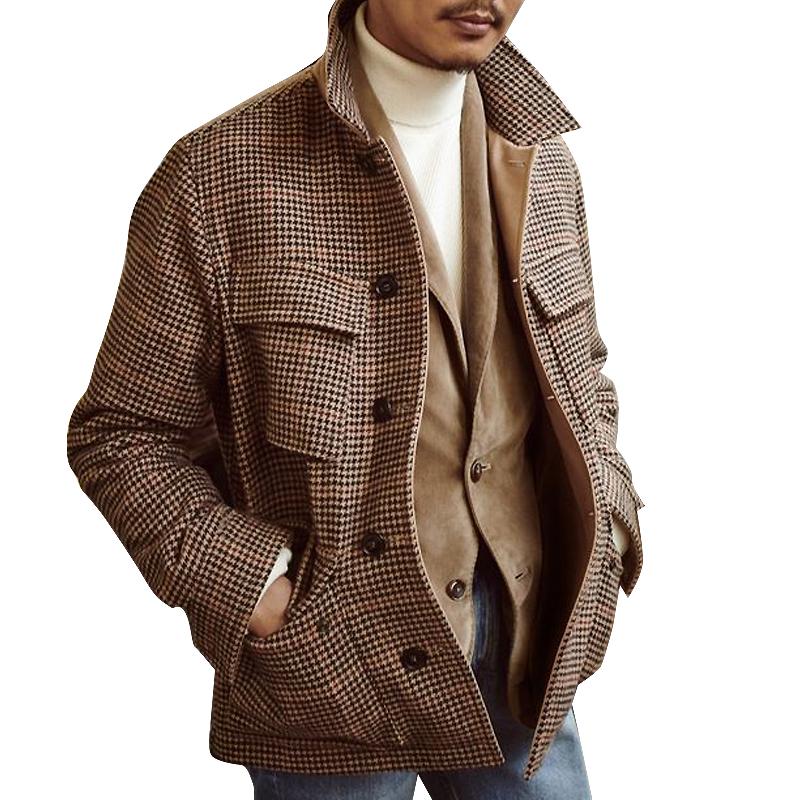 Giacca multitasche con revers a pied de poule vintage da uomo 47384123Y