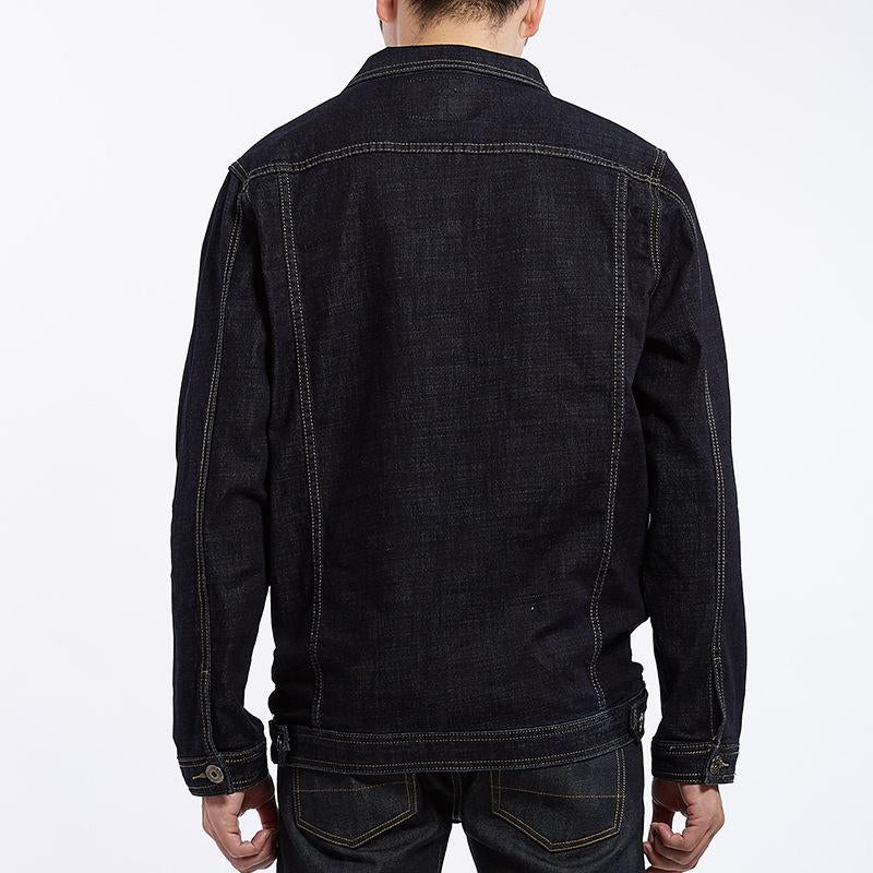 Men's Vintage Solid Lapel Denim Jacket 90307174Y
