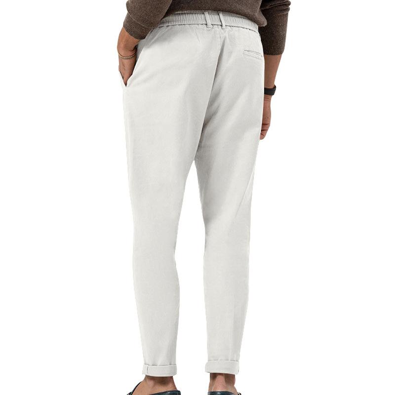 Men's Solid Color Drawstring Elastic Waist Straight Trousers 06224392Z