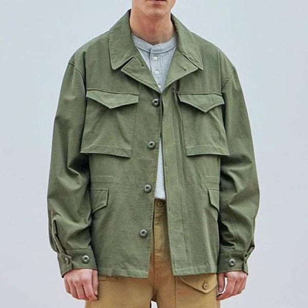 Men's Loose Solid Color Multi-pocket Jacket 56150067X