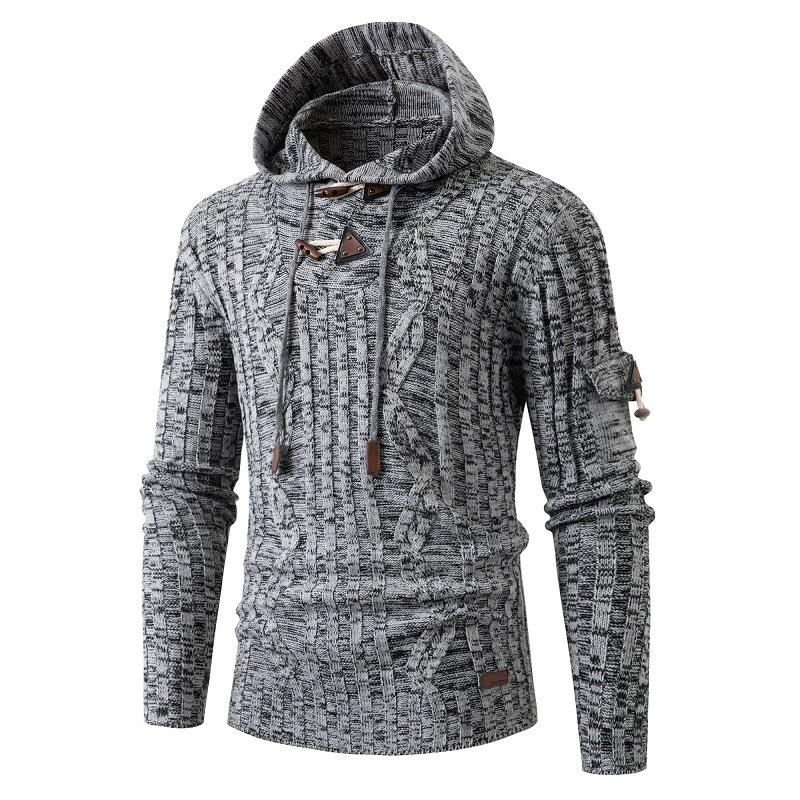 Sweat à capuche en tricot à manches longues pour hommes, coupe slim 29783754U
