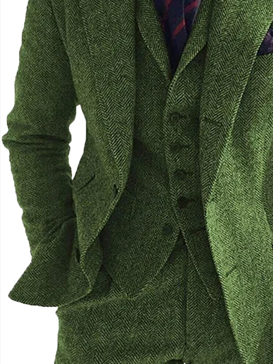Blazer casual da uomo in tweed bifacciale a spina di pesce 12042897XL