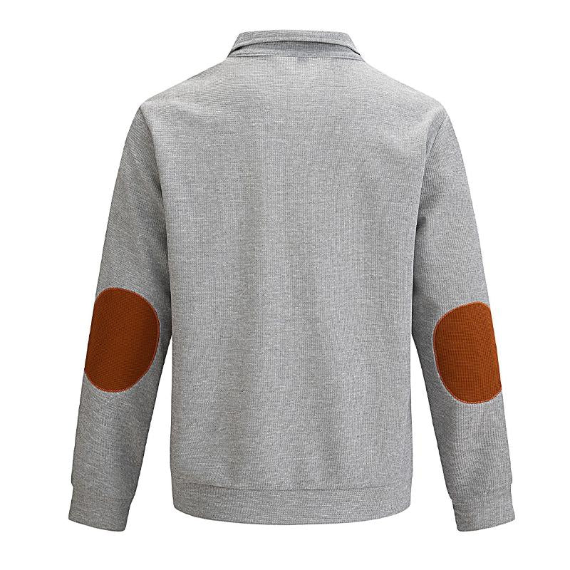 Felpa da uomo casual con colletto rialzato e motivo waffle 48501658X