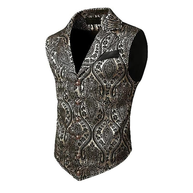 Gilet da uomo con stampa vintage e risvolto 25193789Y