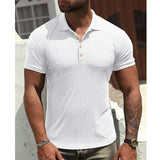 Men's Casual Solid Color Lapel Short-Sleeved Polo Shirt 73728513Y