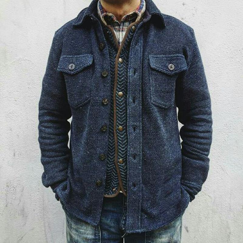 【Expédition 24h/24】Veste à double boutonnage en laine de couleur unie rétro pour homme 02219778Y