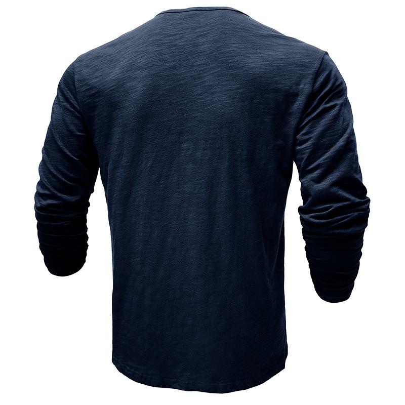 T-shirt casual da uomo con colletto Henley multi-bottone e maniche lunghe 48759130Y