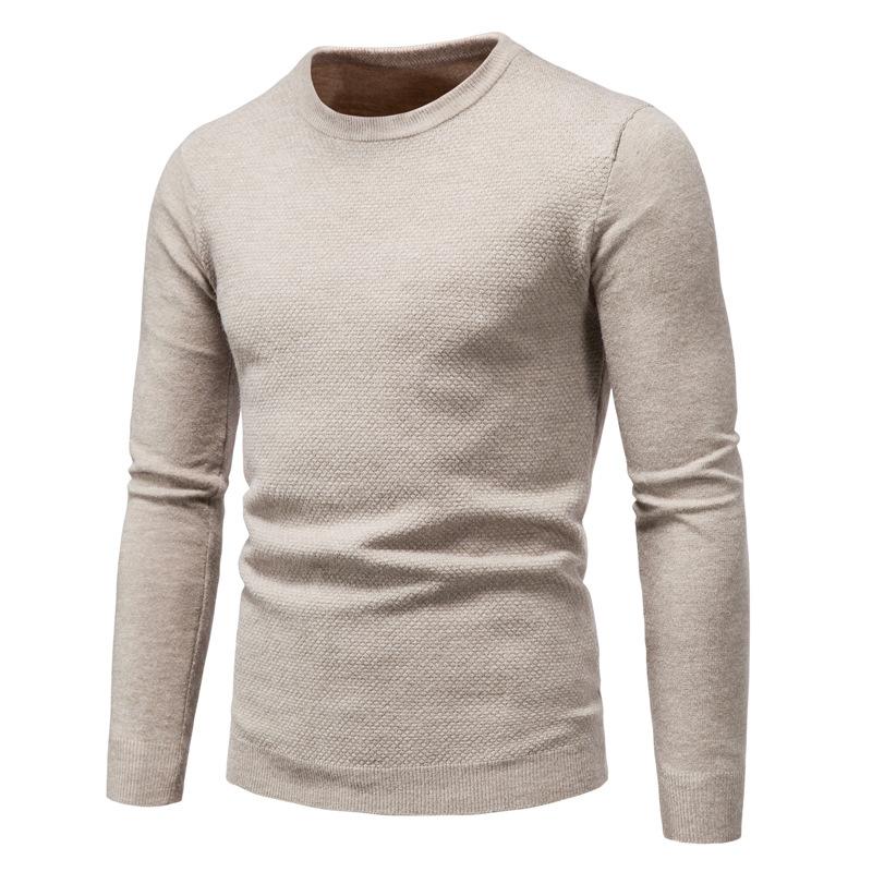 Maglione pullover slim girocollo tinta unita da uomo 44993833X