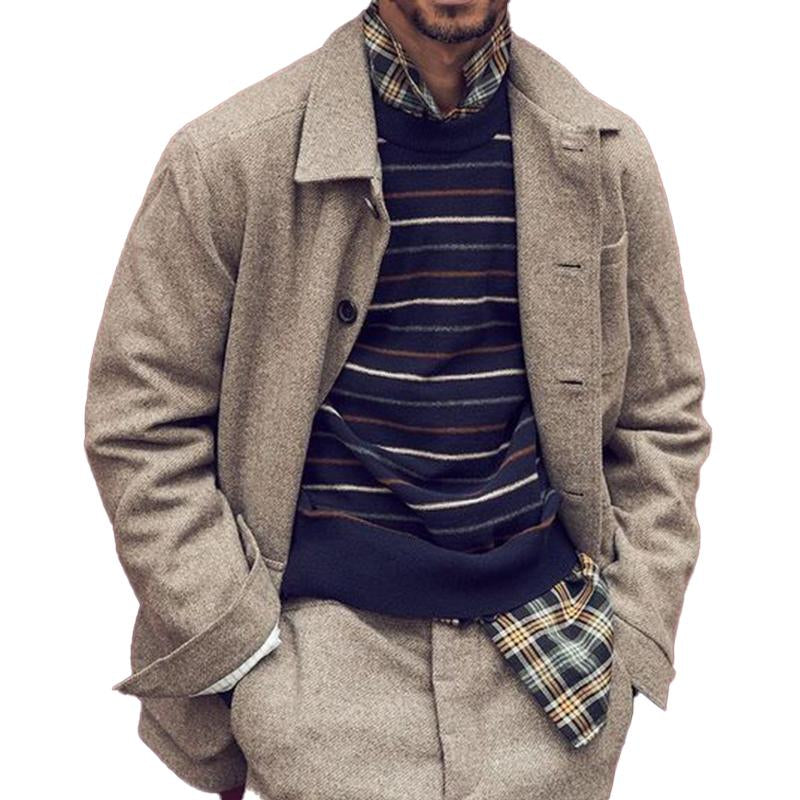 Men's Vintage Casual Twill Lapel Jacket 83806826X