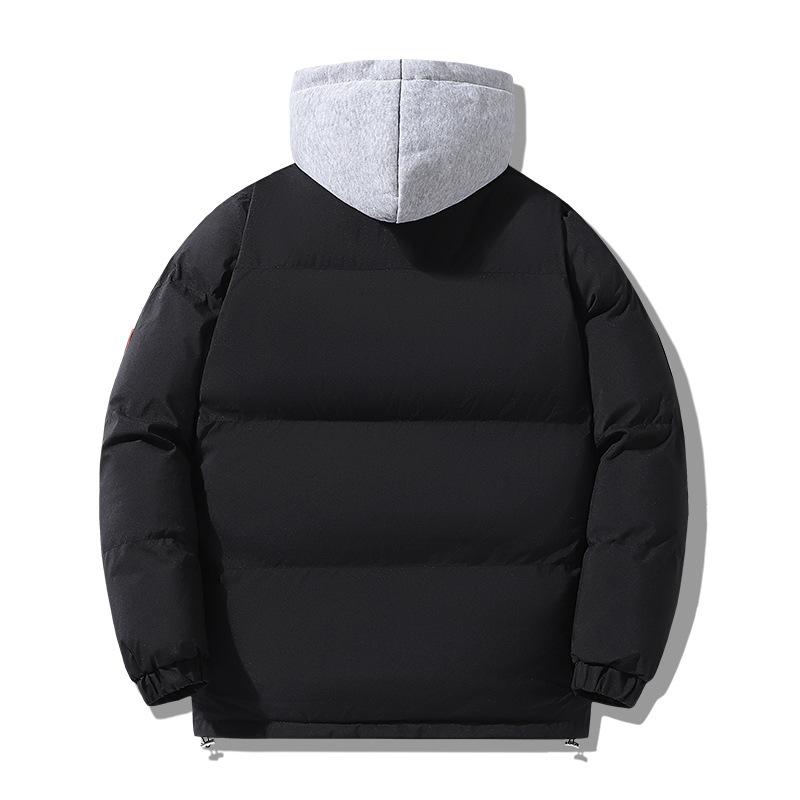 Men's Solid Thicken Hooded Zipper Pockets Padded Coat 80044160Z