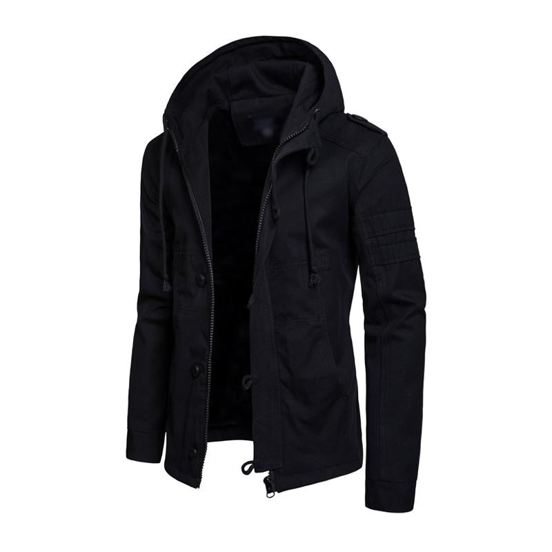 Chaqueta cargo informal de algodón lavado con capucha y corte ajustado para hombre 77422336M