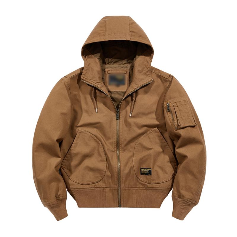 Giubbotto bomber con cappuccio e cerniera in cotone casual da uomo 46526964M