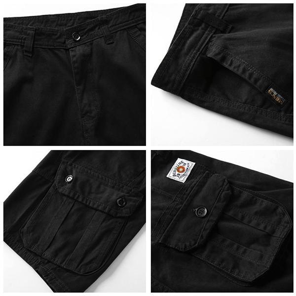 Short cargo multi-poches en coton pour homme, couleur unie, été 51006066M