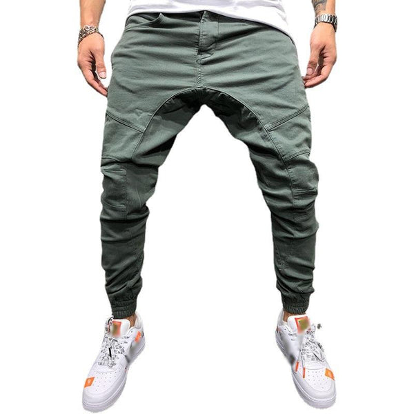 Men's Casual Solid Color Zipper Patchwork Cargo Pants 03833910Y