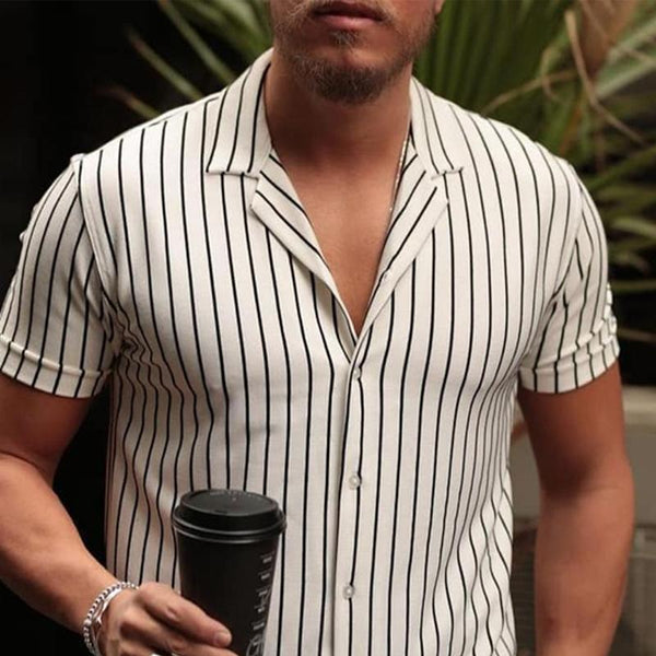 Men's Striped Print Short Sleeve Shirt 15448749Y