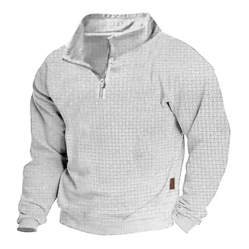 Felpa da uomo casual da esterno con colletto alto e cerniera a maniche lunghe 24099781M