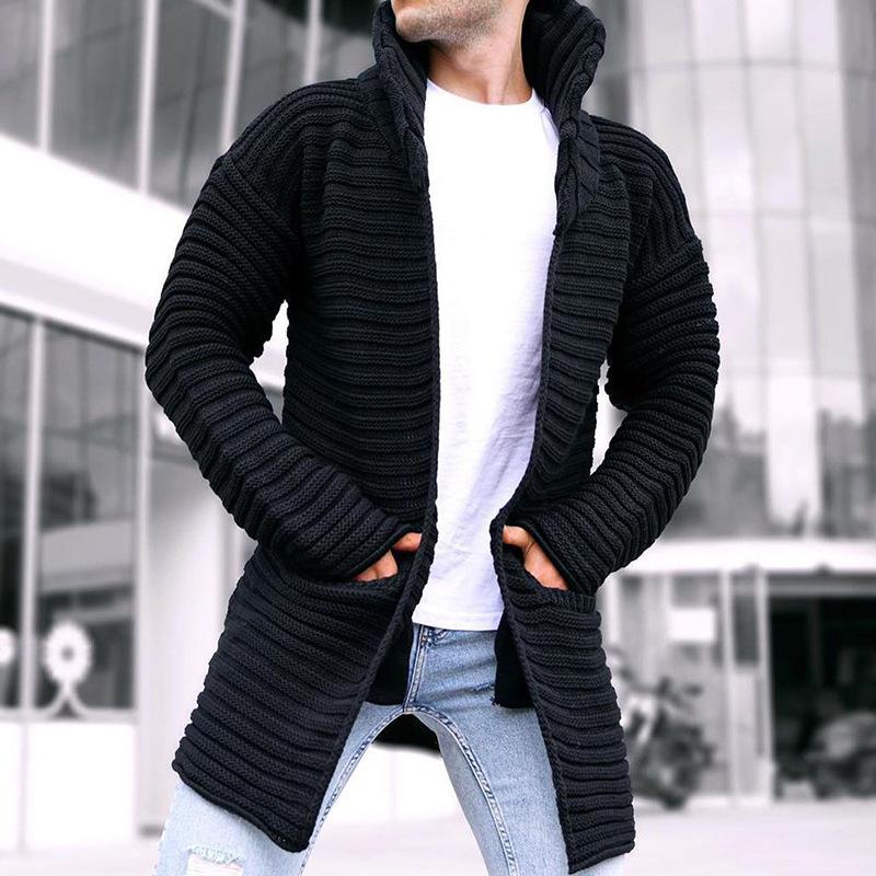 Cardigan in maglia di media lunghezza con collo alto da uomo 90370724Z