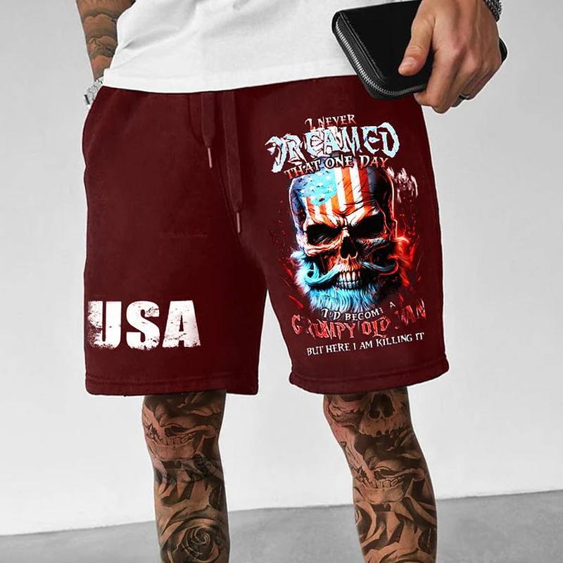 Pantaloni casual a cinque punti larghi e resistenti all'usura da uomo, con stampa sportiva, 43208745X