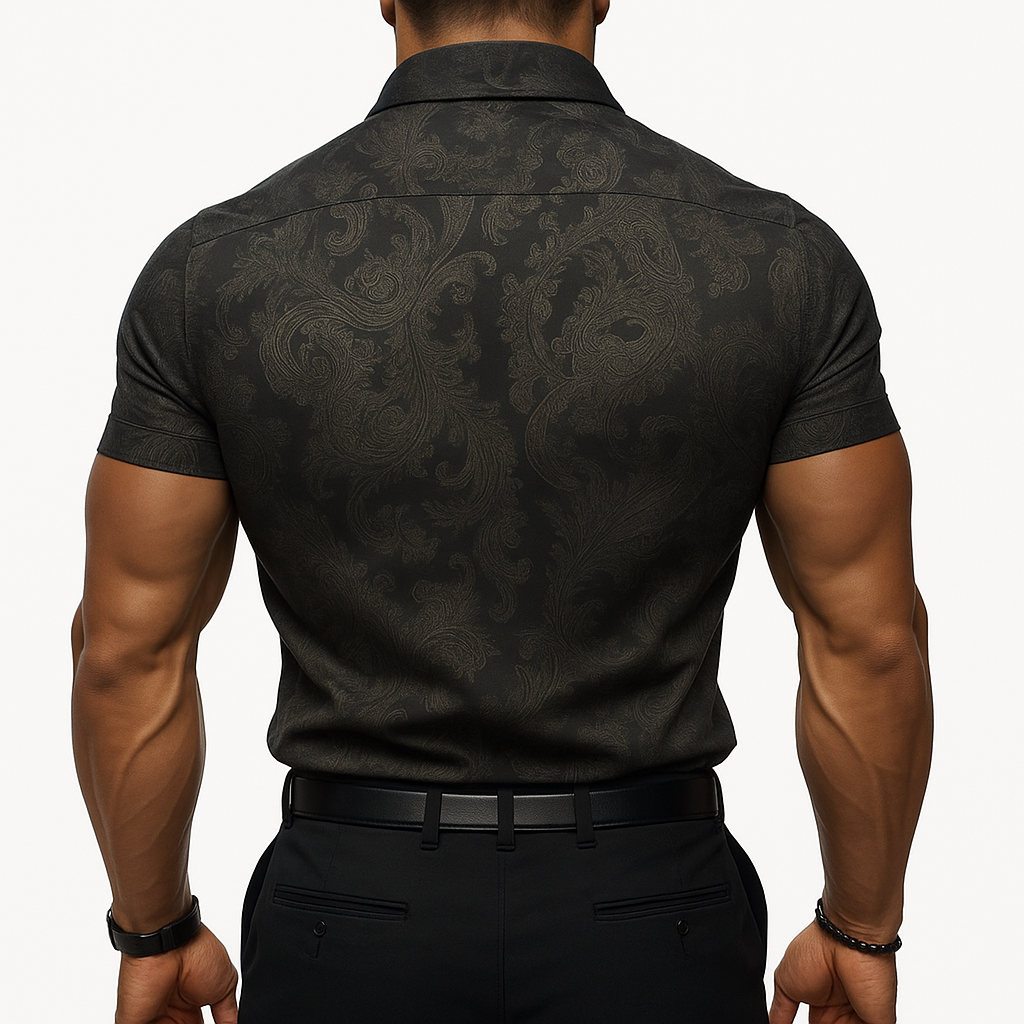Men's Vintage Printed Lapel Short Sleeve Casual Shirt MTA1101G7Z